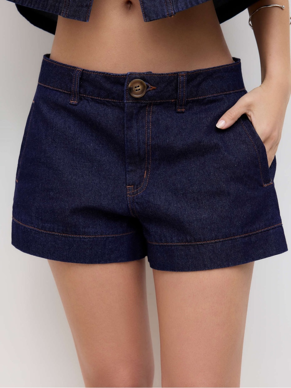 Cider Denim Mid Rise Micro Shorts